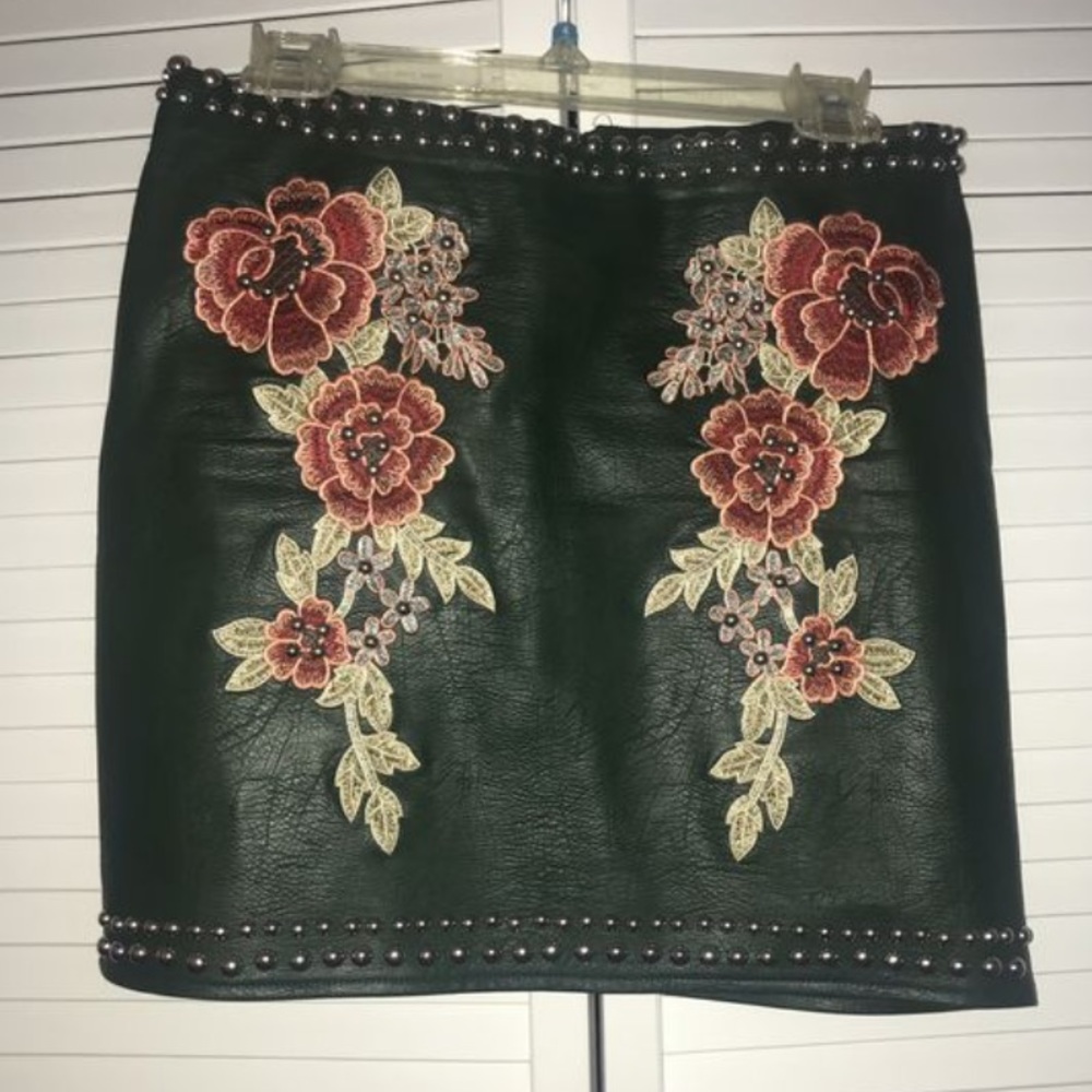 Leather mini skirt